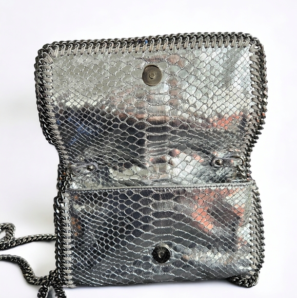 Stella McCartney Silver Metallic Eco Python Falabella Crossbody Bag - Picture 5 of 11